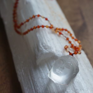 Carnelian Red Agate Quartz Crystal Buddha Necklace