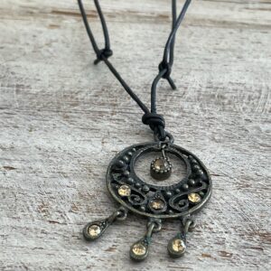 Citrine Amulet Leather Necklace