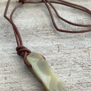 Agate Amulet Leather Necklace